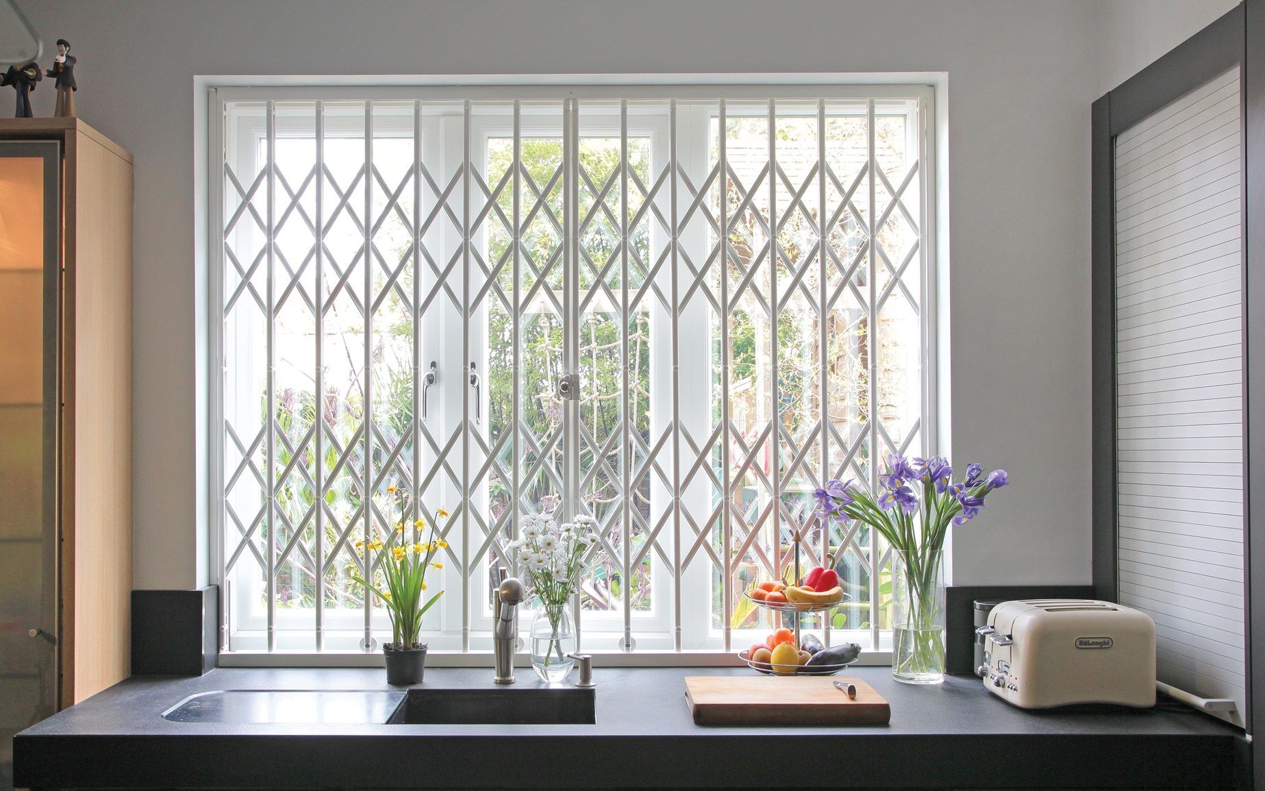 Windows with Grilles in the kitchen